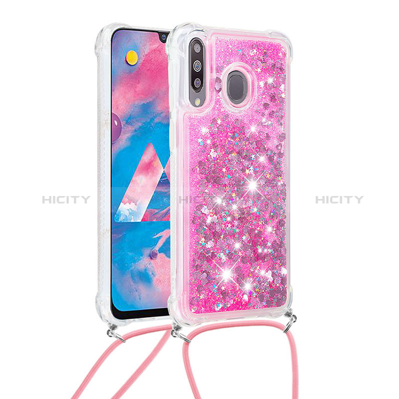 Custodia Silicone Cover Morbida Bling-Bling con Cinghia Cordino Mano S03 per Samsung Galaxy A40s