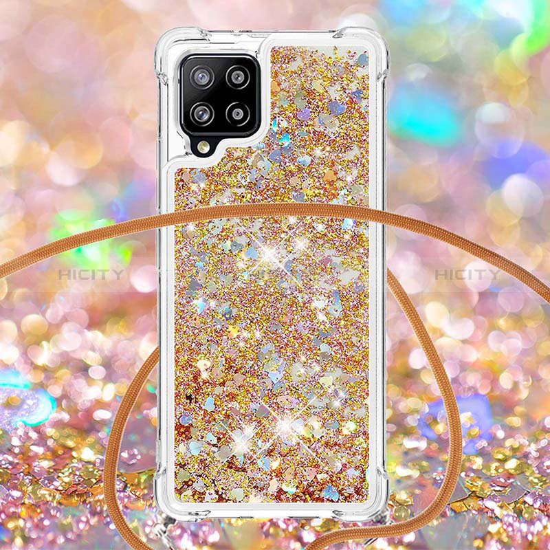 Custodia Silicone Cover Morbida Bling-Bling con Cinghia Cordino Mano S03 per Samsung Galaxy A42 5G