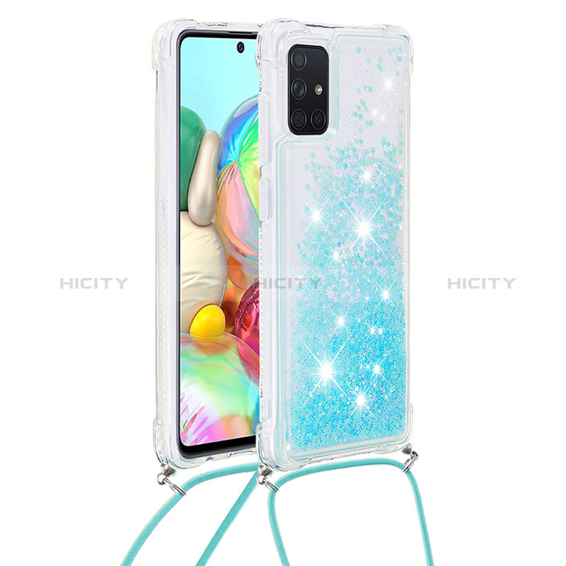 Custodia Silicone Cover Morbida Bling-Bling con Cinghia Cordino Mano S03 per Samsung Galaxy A71 5G