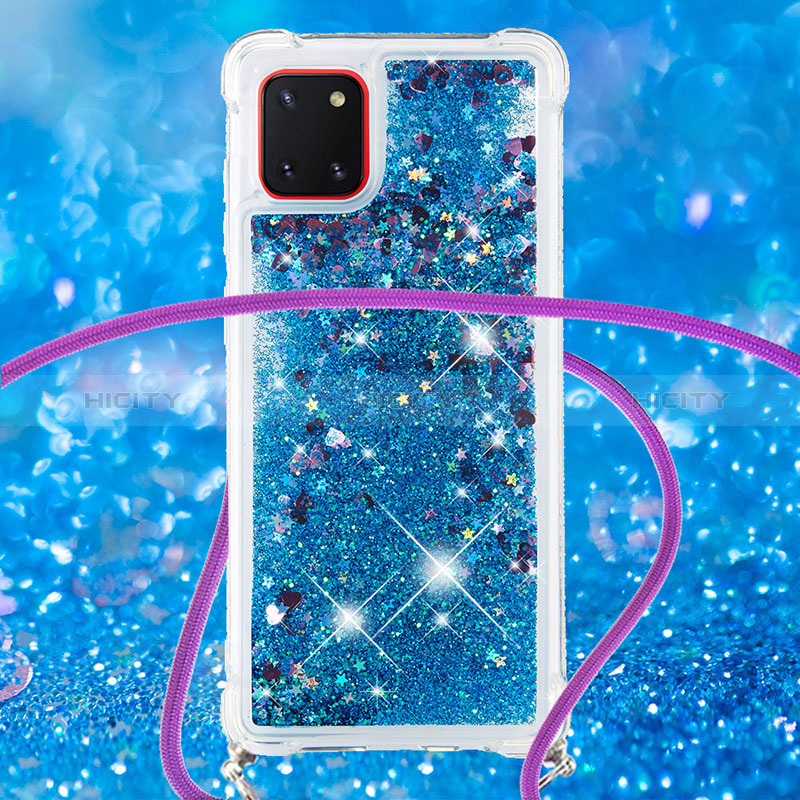 Custodia Silicone Cover Morbida Bling-Bling con Cinghia Cordino Mano S03 per Samsung Galaxy A81