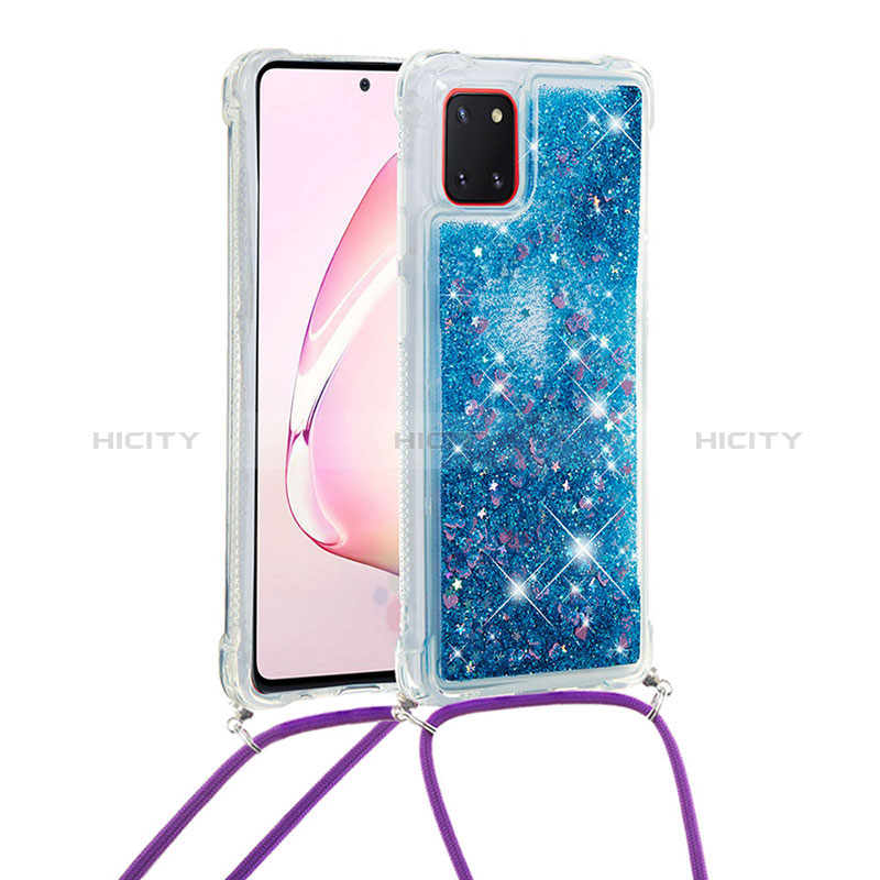 Custodia Silicone Cover Morbida Bling-Bling con Cinghia Cordino Mano S03 per Samsung Galaxy A81