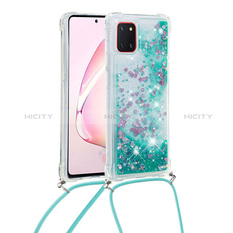 Custodia Silicone Cover Morbida Bling-Bling con Cinghia Cordino Mano S03 per Samsung Galaxy A81