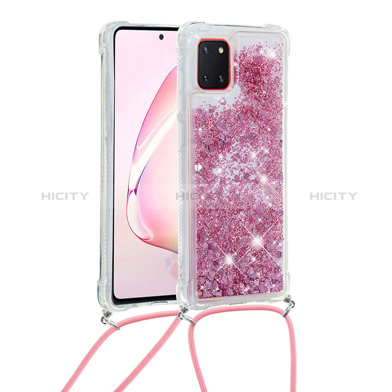 Custodia Silicone Cover Morbida Bling-Bling con Cinghia Cordino Mano S03 per Samsung Galaxy A81