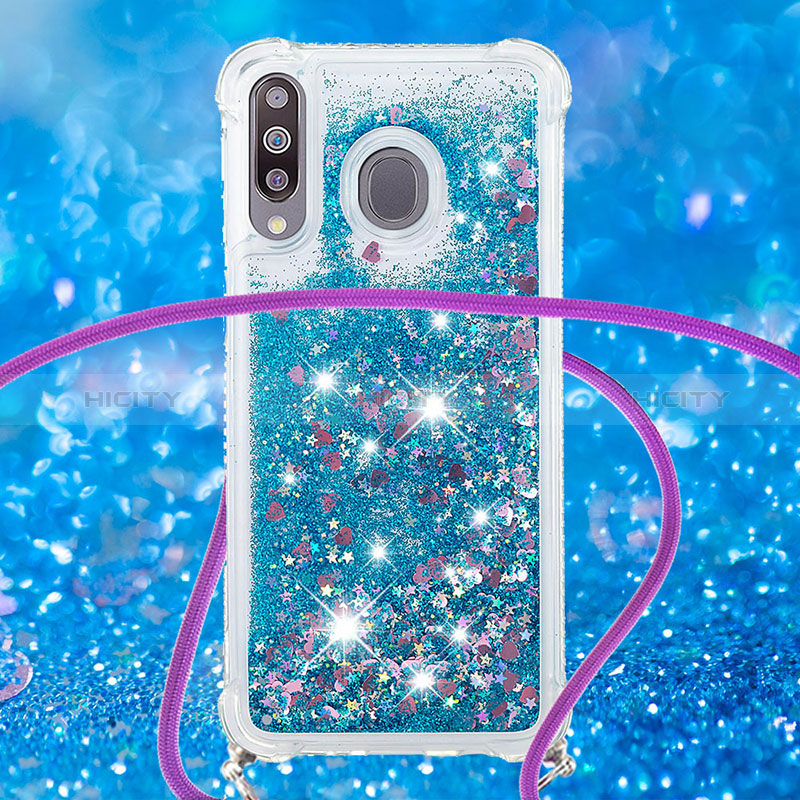 Custodia Silicone Cover Morbida Bling-Bling con Cinghia Cordino Mano S03 per Samsung Galaxy M30