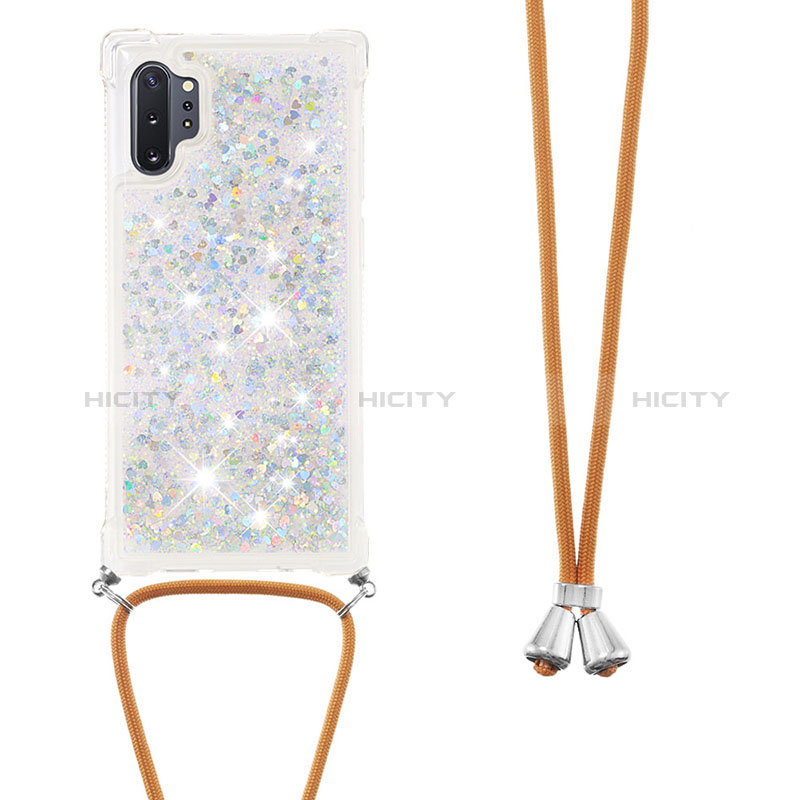 Custodia Silicone Cover Morbida Bling-Bling con Cinghia Cordino Mano S03 per Samsung Galaxy Note 10 Plus 5G