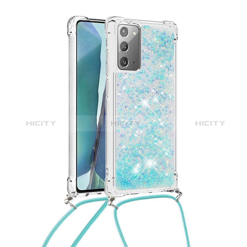 Custodia Silicone Cover Morbida Bling-Bling con Cinghia Cordino Mano S03 per Samsung Galaxy Note 20 5G