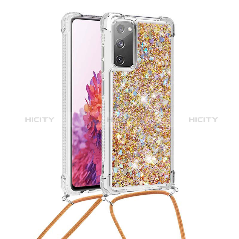 Custodia Silicone Cover Morbida Bling-Bling con Cinghia Cordino Mano S03 per Samsung Galaxy S20 FE 5G