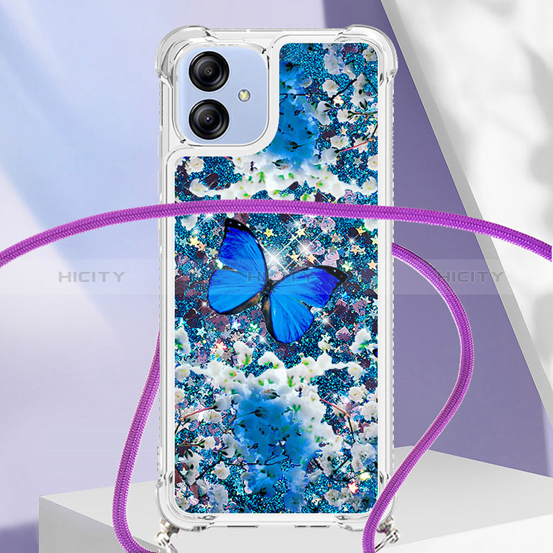 Custodia Silicone Cover Morbida Bling-Bling con Cinghia Cordino Mano YB2 per Samsung Galaxy A04 4G