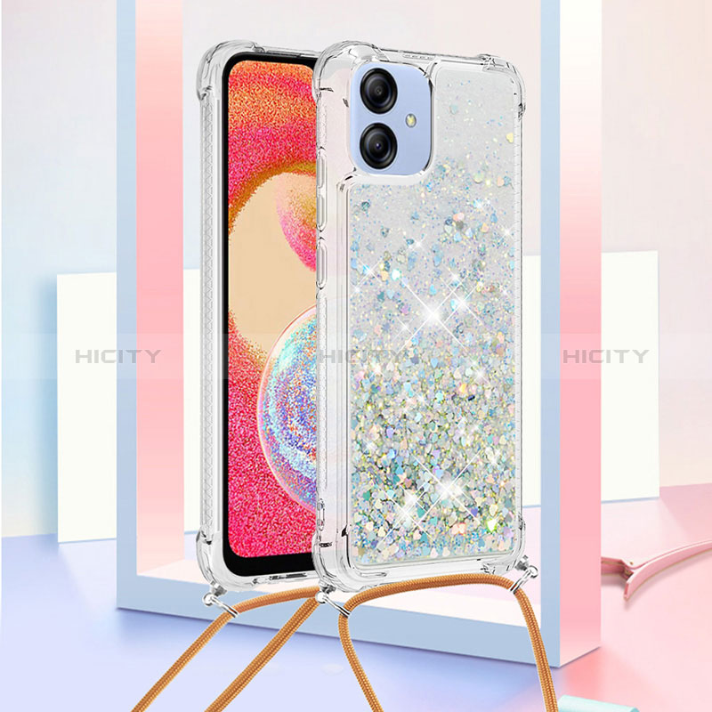 Custodia Silicone Cover Morbida Bling-Bling con Cinghia Cordino Mano YB3 per Samsung Galaxy M04