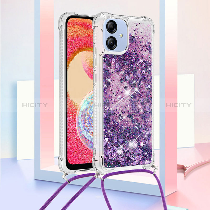 Custodia Silicone Cover Morbida Bling-Bling con Cinghia Cordino Mano YB3 per Samsung Galaxy M04