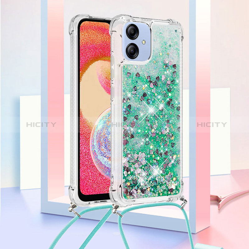 Custodia Silicone Cover Morbida Bling-Bling con Cinghia Cordino Mano YB3 per Samsung Galaxy M04