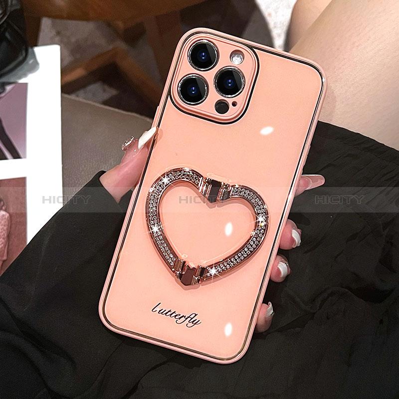 Custodia Silicone Cover Morbida Bling-Bling JL1 per Apple iPhone 13 Pro Max Oro Rosa