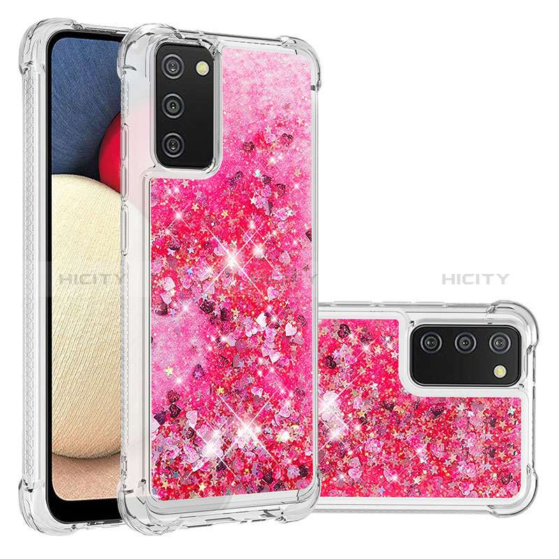 Custodia Silicone Cover Morbida Bling-Bling S01 per Samsung Galaxy A02s Rosa Caldo