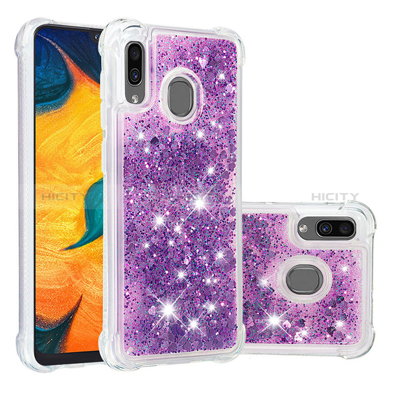 Custodia Silicone Cover Morbida Bling-Bling S01 per Samsung Galaxy A20 Viola