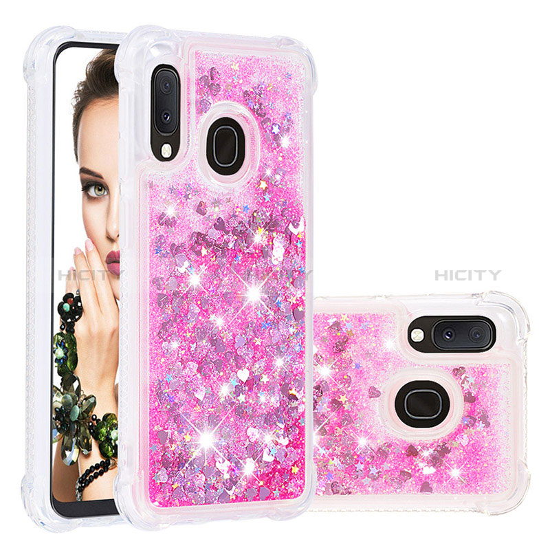 Custodia Silicone Cover Morbida Bling-Bling S01 per Samsung Galaxy A20e Rosa Caldo