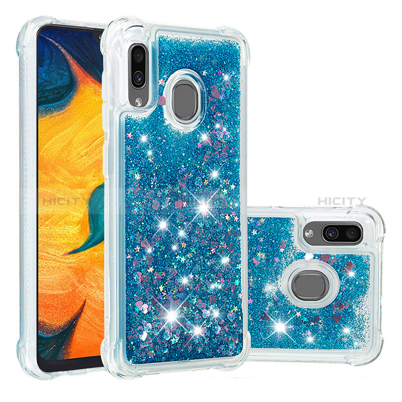 Custodia Silicone Cover Morbida Bling-Bling S01 per Samsung Galaxy A30 Blu