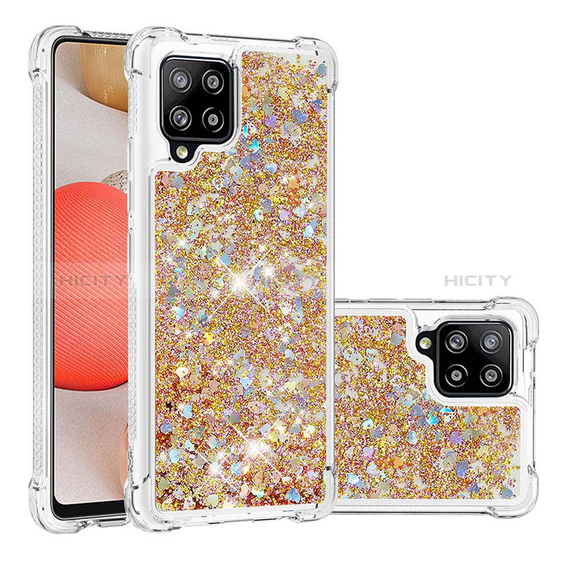 Custodia Silicone Cover Morbida Bling-Bling S01 per Samsung Galaxy A42 5G Oro