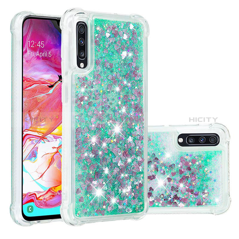 Custodia Silicone Cover Morbida Bling-Bling S01 per Samsung Galaxy A70 Verde