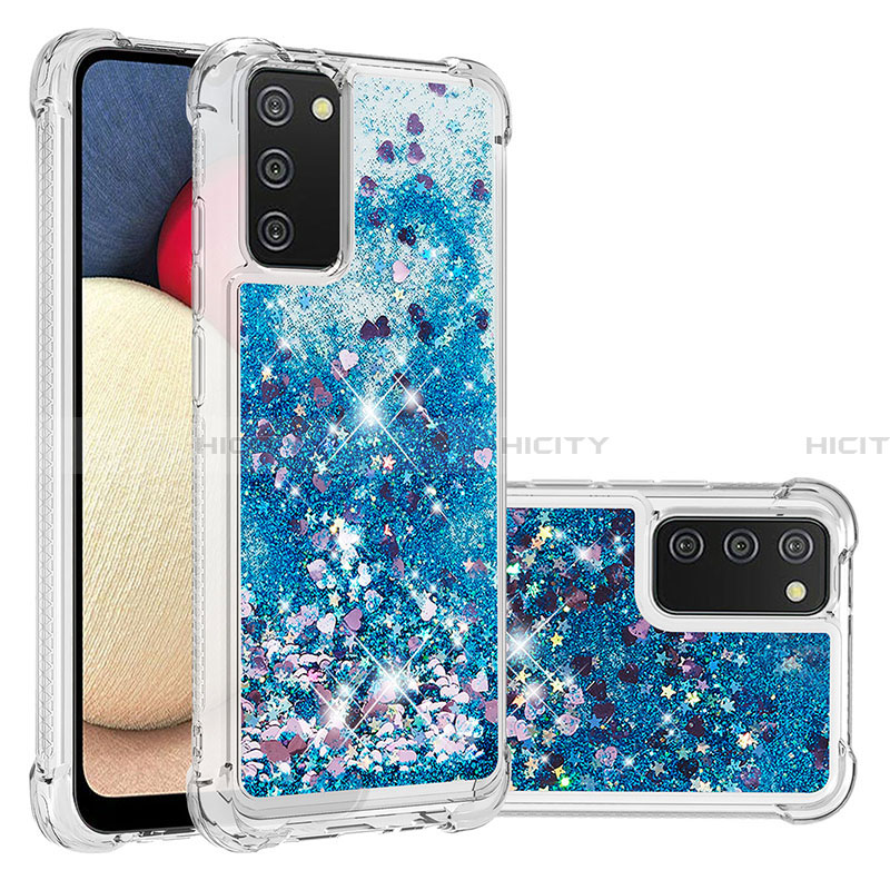 Custodia Silicone Cover Morbida Bling-Bling S01 per Samsung Galaxy F02S SM-E025F Blu