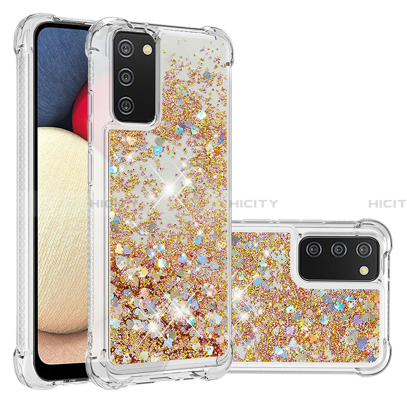 Custodia Silicone Cover Morbida Bling-Bling S01 per Samsung Galaxy F02S SM-E025F Oro