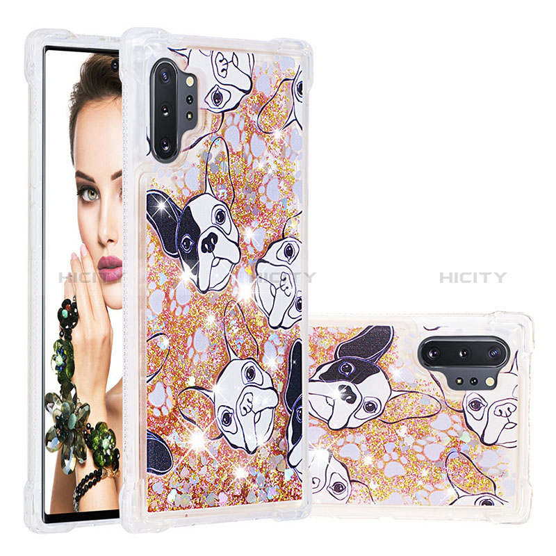 Custodia Silicone Cover Morbida Bling-Bling S01 per Samsung Galaxy Note 10 Plus 5G Oro