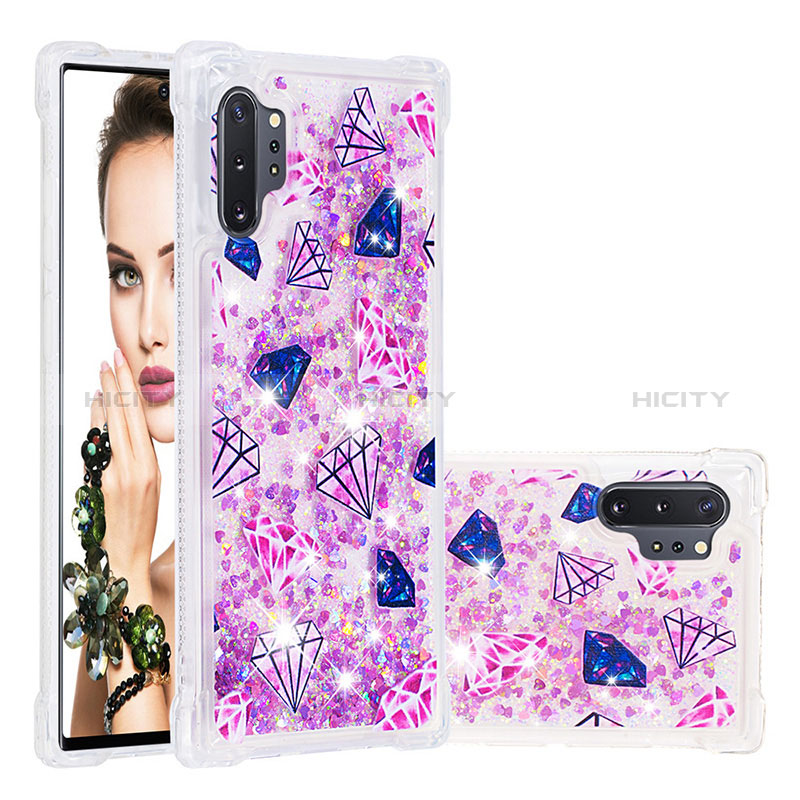 Custodia Silicone Cover Morbida Bling-Bling S01 per Samsung Galaxy Note 10 Plus 5G Rosa Caldo