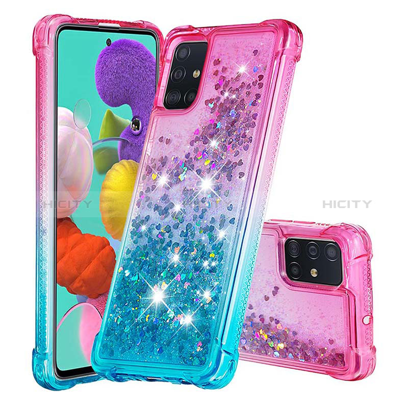 Custodia Silicone Cover Morbida Bling-Bling S02 per Samsung Galaxy A51 5G Rosa