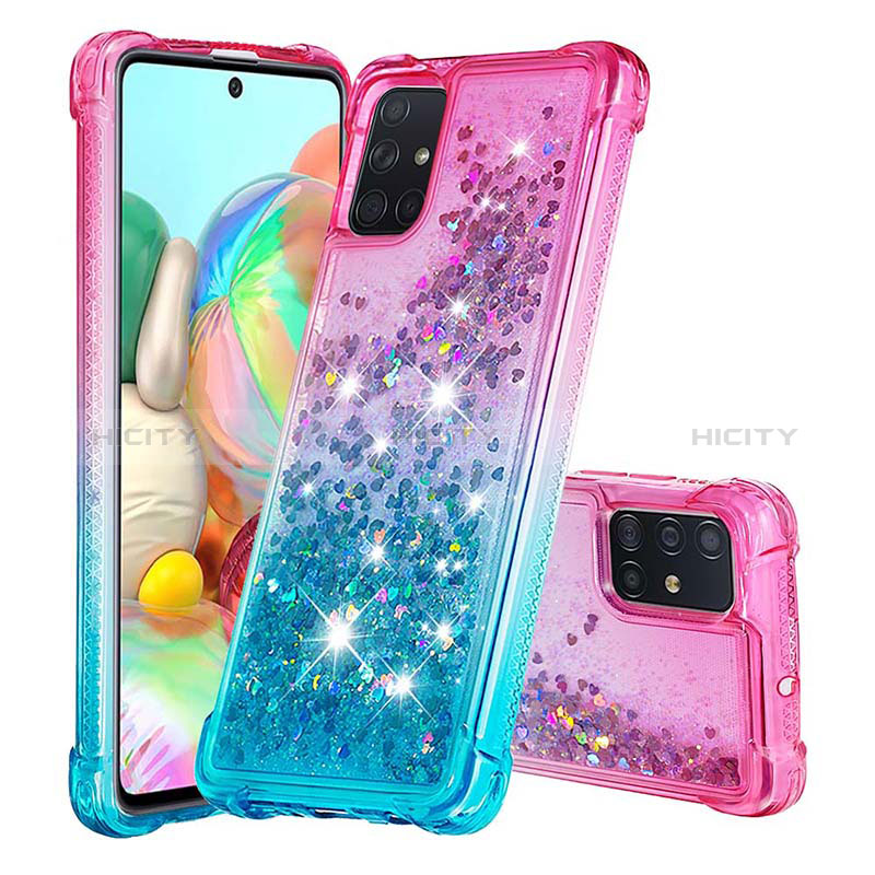 Custodia Silicone Cover Morbida Bling-Bling S02 per Samsung Galaxy A71 4G A715 Rosa