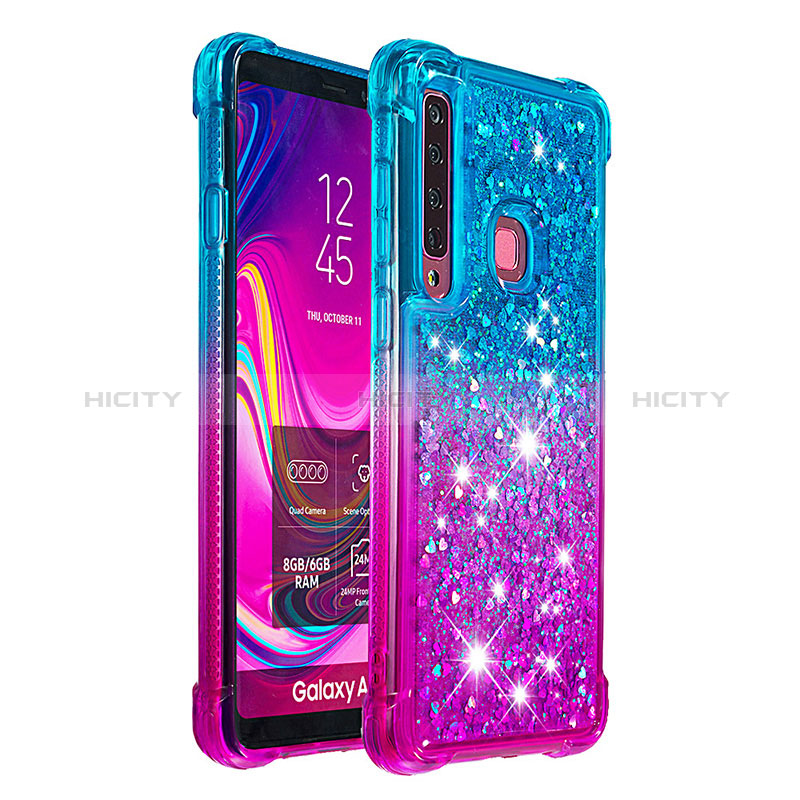 Custodia Silicone Cover Morbida Bling-Bling S02 per Samsung Galaxy A9s Cielo Blu