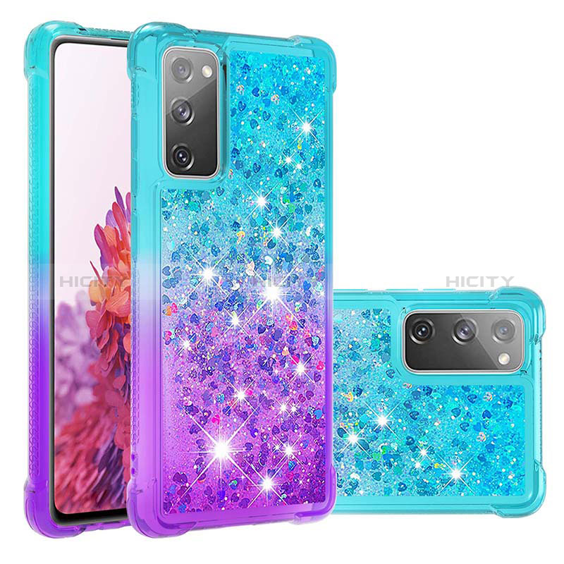 Custodia Silicone Cover Morbida Bling-Bling S02 per Samsung Galaxy S20 Lite 5G Cielo Blu