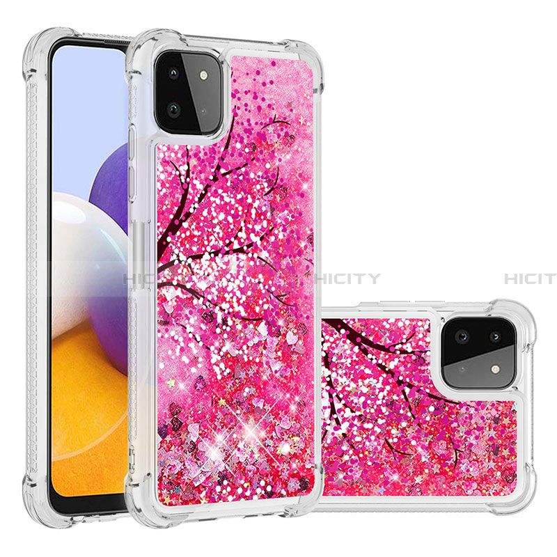 Custodia Silicone Cover Morbida Bling-Bling S03 per Samsung Galaxy A22 5G Rosa Caldo