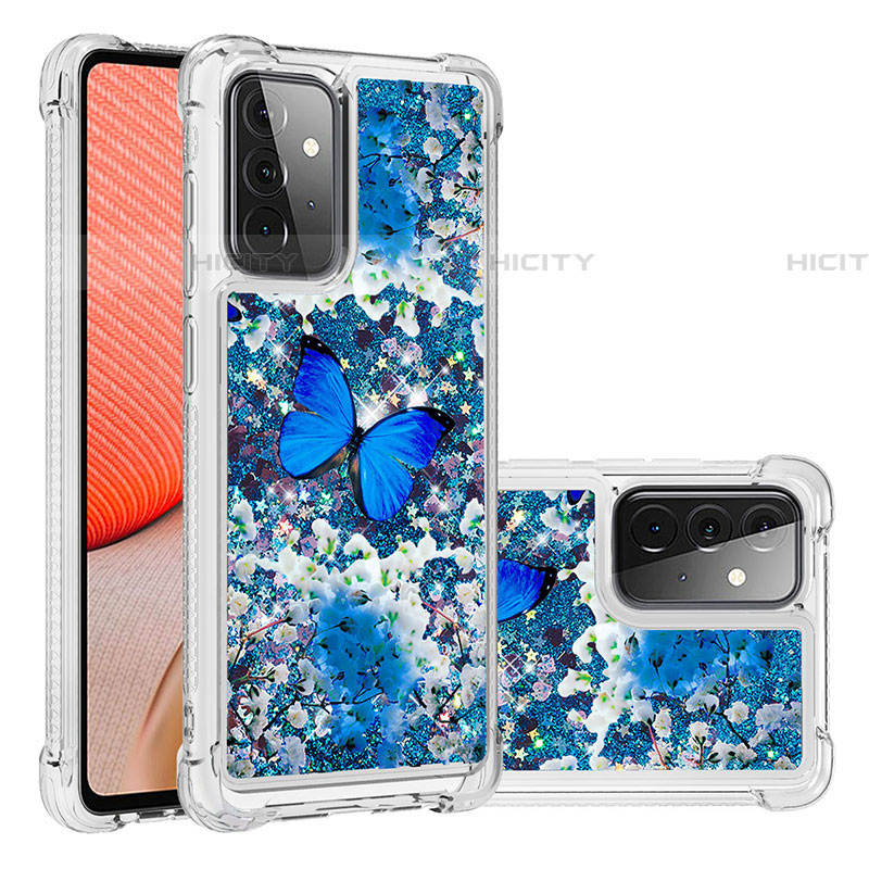 Custodia Silicone Cover Morbida Bling-Bling S03 per Samsung Galaxy A72 5G Blu