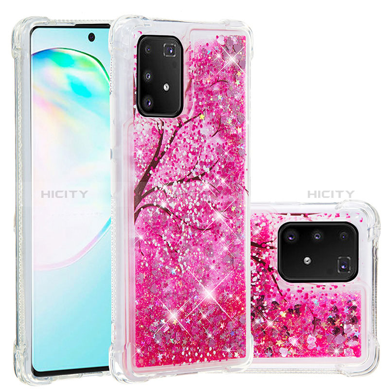 Custodia Silicone Cover Morbida Bling-Bling S03 per Samsung Galaxy A91 Rosa Caldo