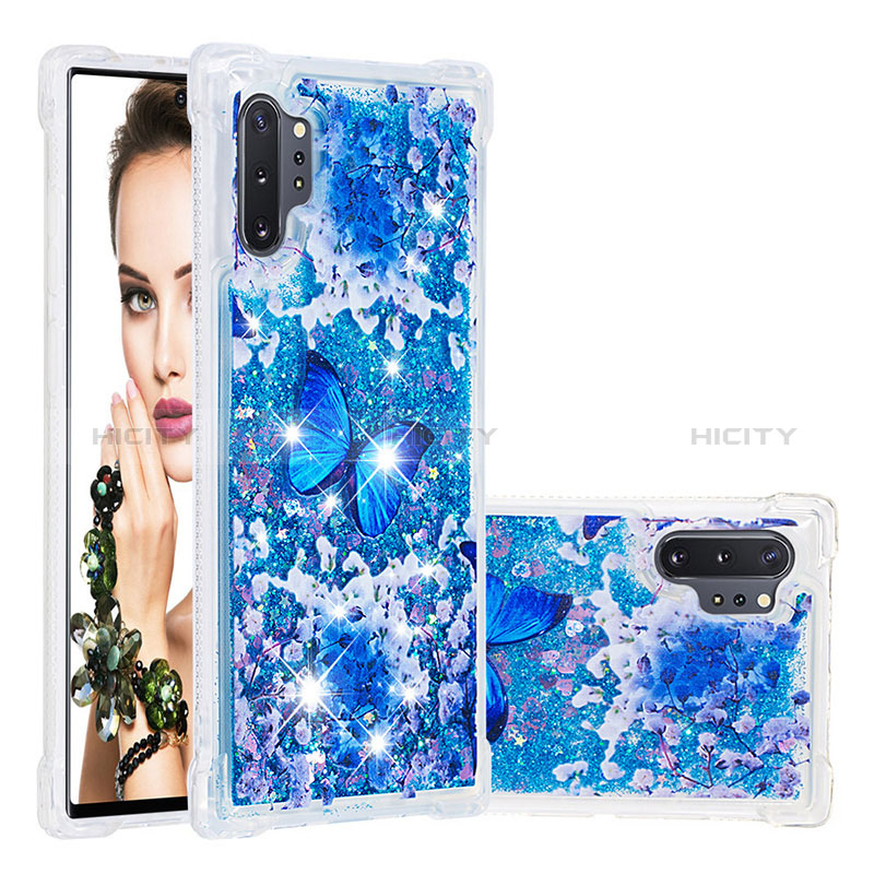 Custodia Silicone Cover Morbida Bling-Bling S03 per Samsung Galaxy Note 10 Plus 5G Blu