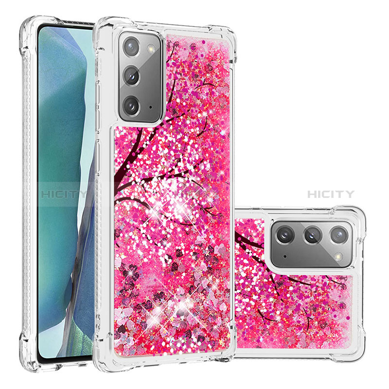 Custodia Silicone Cover Morbida Bling-Bling S03 per Samsung Galaxy Note 20 5G Rosa Caldo