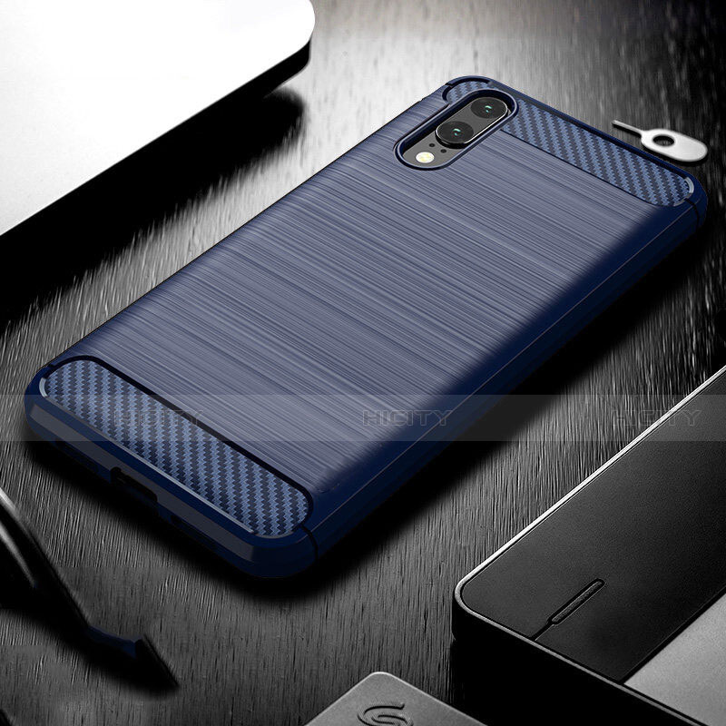 Custodia Silicone Cover Morbida Line C02 per Huawei P20 Blu