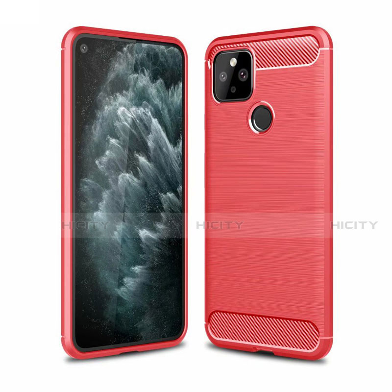 Custodia Silicone Cover Morbida Line per Google Pixel 5 Rosso