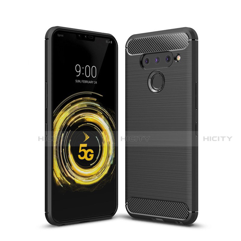 Custodia Silicone Cover Morbida Line per LG V50 ThinQ 5G Nero