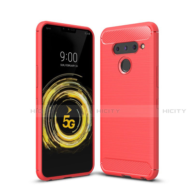 Custodia Silicone Cover Morbida Line per LG V50 ThinQ 5G Rosso