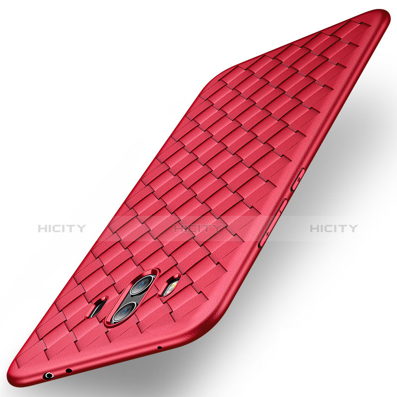 Custodia Silicone Cover Morbida Spigato per Huawei Mate 10 Rosso