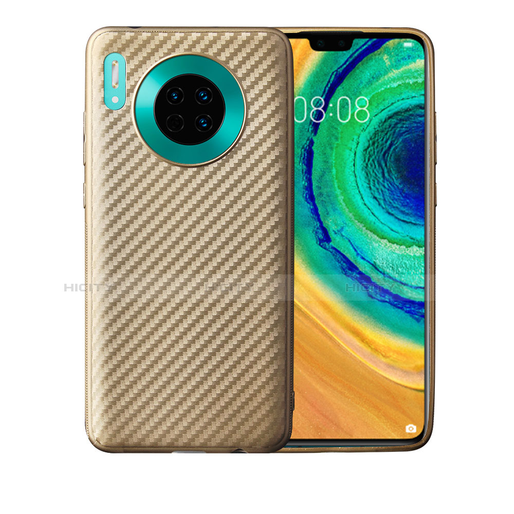 Custodia Silicone Cover Morbida Spigato per Huawei Mate 30 Pro 5G Oro