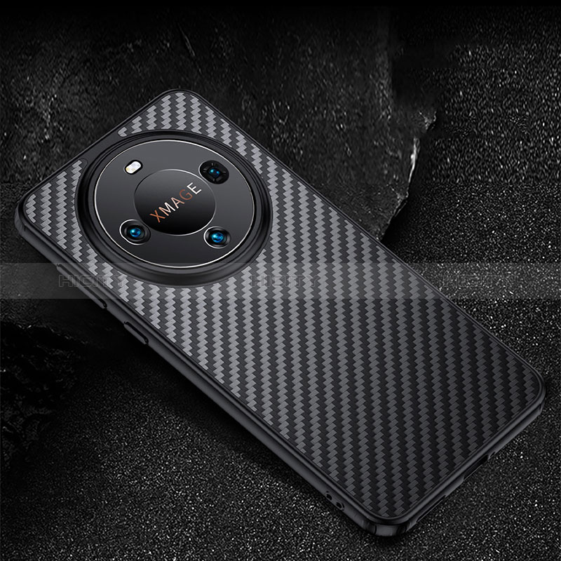 Custodia Silicone Cover Morbida Spigato per Huawei Mate 60 Pro+ Plus Nero