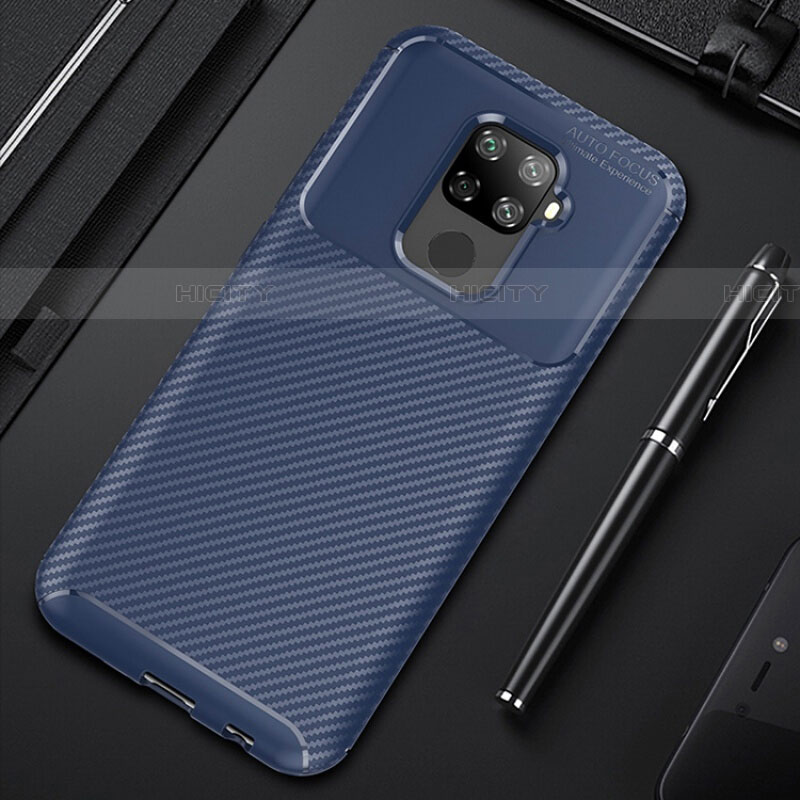 Custodia Silicone Cover Morbida Spigato per Huawei Nova 5i Pro Blu