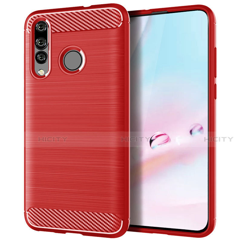 Custodia Silicone Cover Morbida Spigato per Huawei P30 Lite Rosso