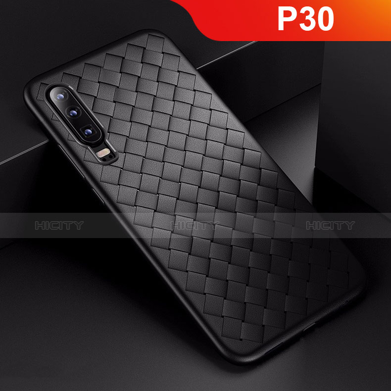 Custodia Silicone Cover Morbida Spigato per Huawei P30 Nero