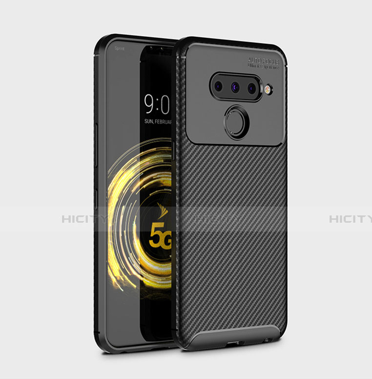 Custodia Silicone Cover Morbida Spigato per LG V50 ThinQ 5G Nero