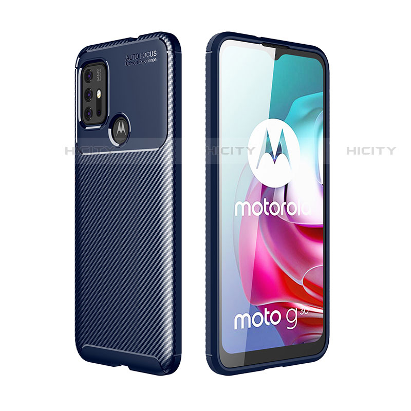 Custodia Silicone Cover Morbida Spigato per Motorola Moto G30 Blu