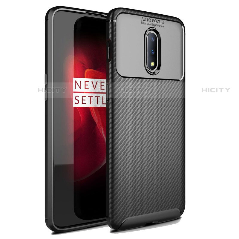 Custodia Silicone Cover Morbida Spigato per OnePlus 7 Nero