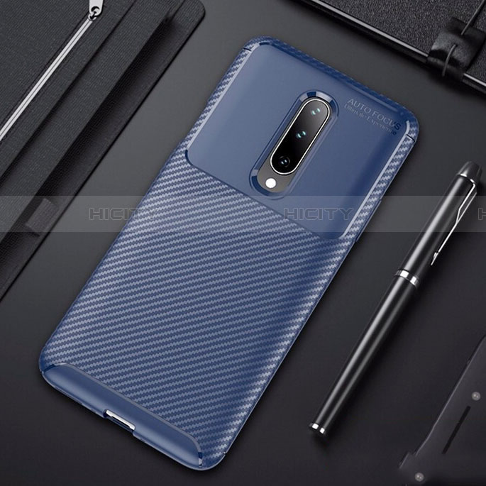 Custodia Silicone Cover Morbida Spigato per OnePlus 7 Pro Blu