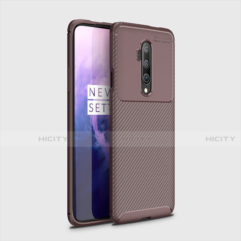 Custodia Silicone Cover Morbida Spigato per OnePlus 7T Pro 5G Marrone